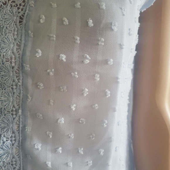 NEW C+D+M Collection Sz M Coquette Lace Cami Top 3D Dots Baby Blue Sheer Back - Picture 3 of 10